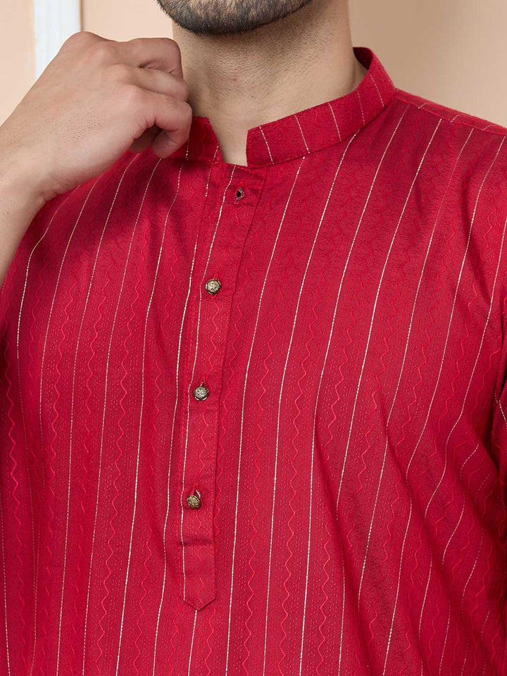 Red Thread Work Straight Kurta