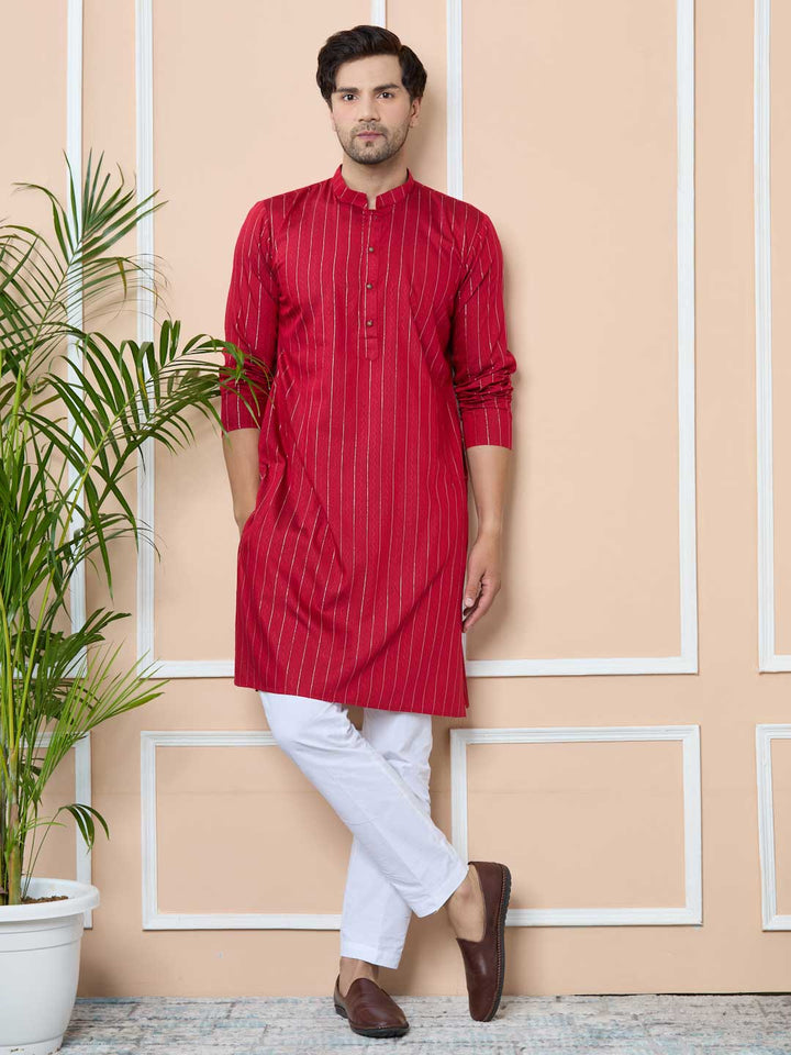 Red Thread Work Straight Kurta