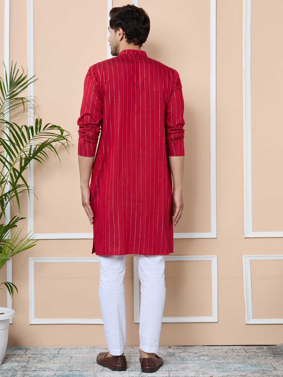 Red Thread Work Straight Kurta