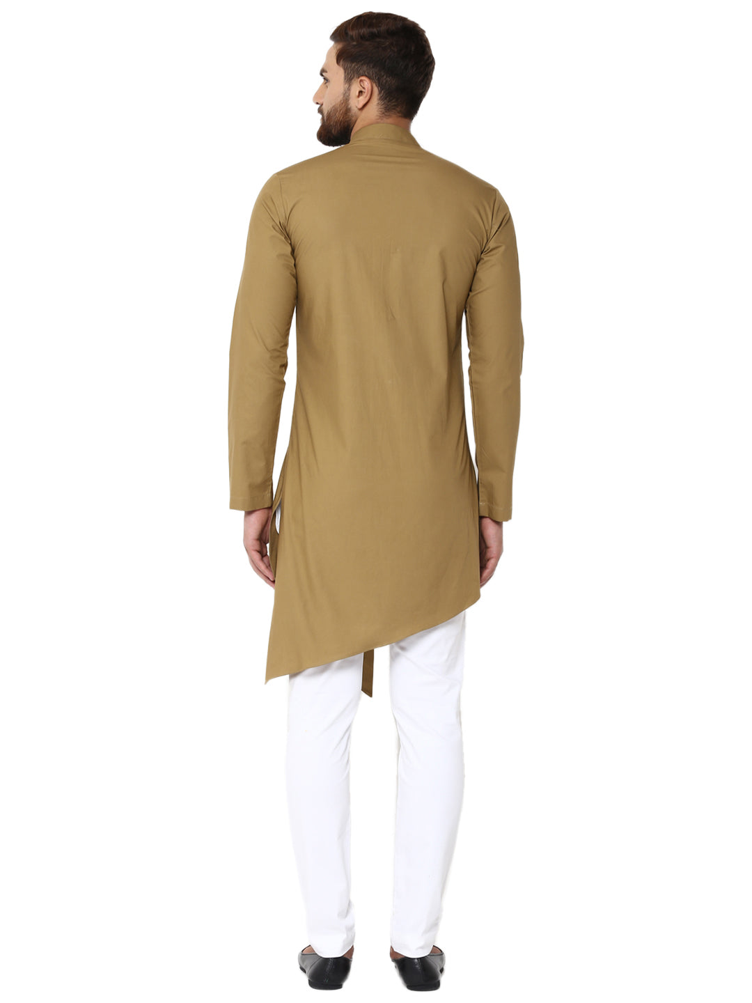 Beige Asymmetric Pure Cotton Kurta