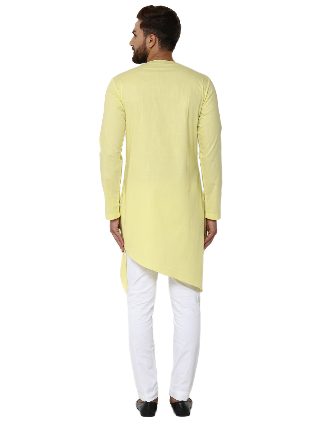 Yellow Asymmetric Pure Cotton Kurta