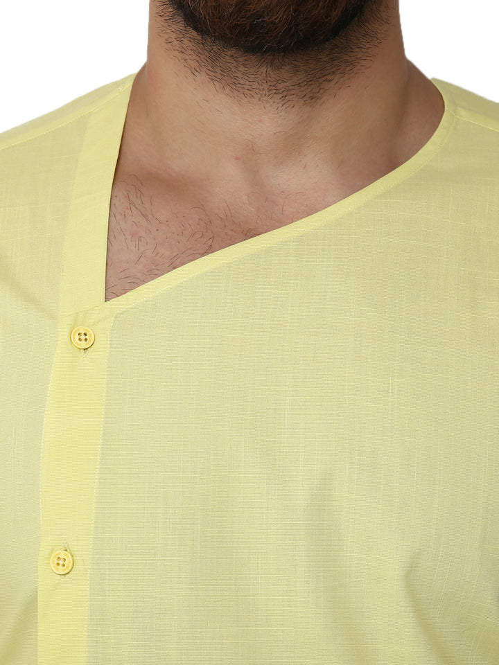 Yellow Asymmetric Pure Cotton Kurta