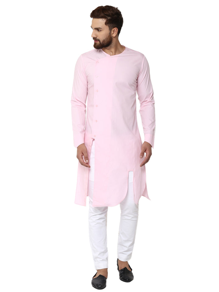 Pink Asymmetric Pure Cotton Kurta