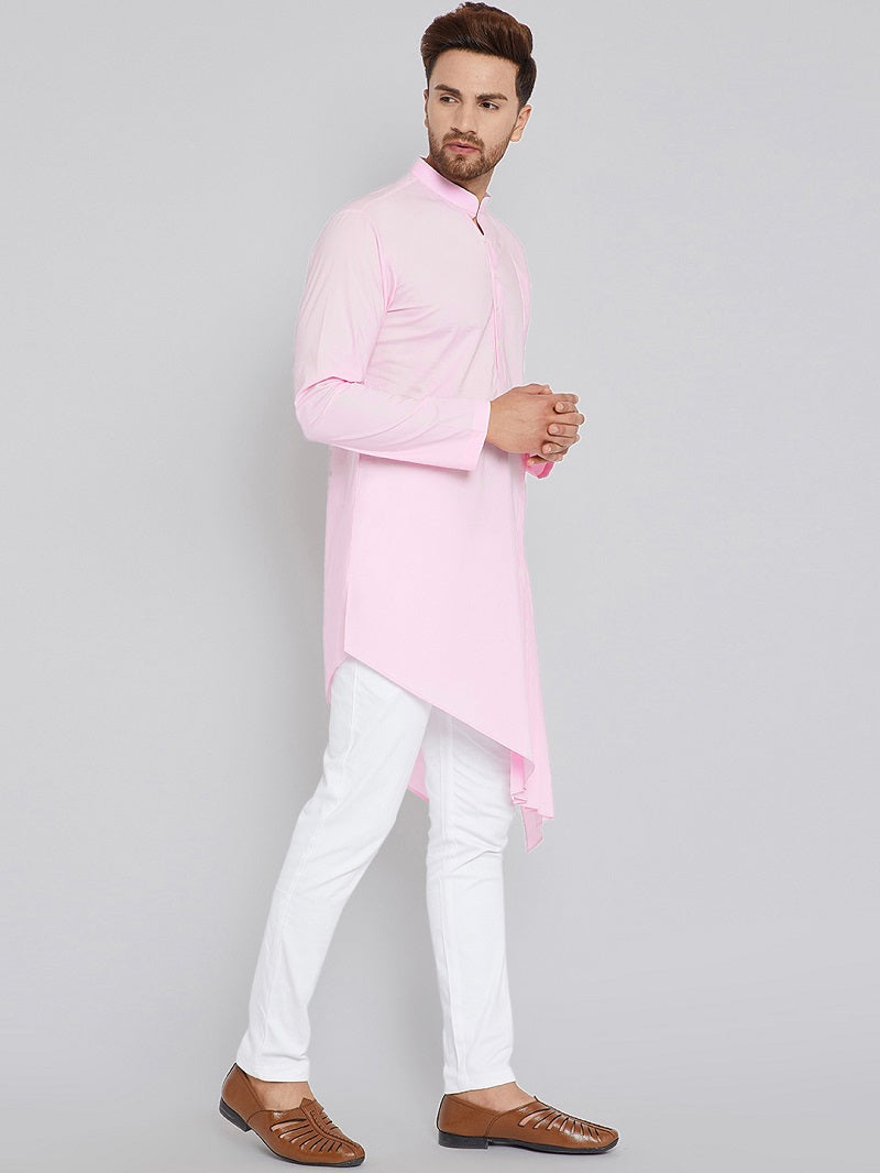 Pink Asymmetric Pure Cotton Kurta