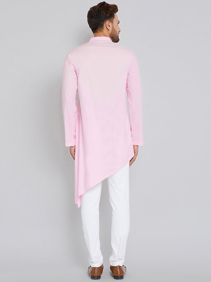 Pink Asymmetric Pure Cotton Kurta