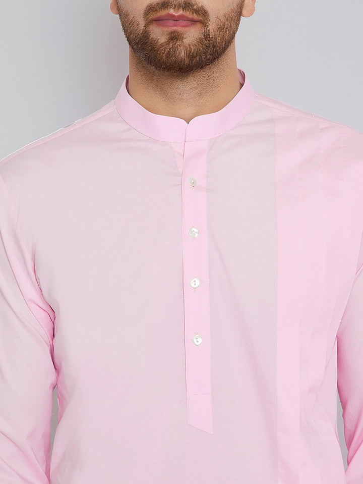 Pink Asymmetric Pure Cotton Kurta