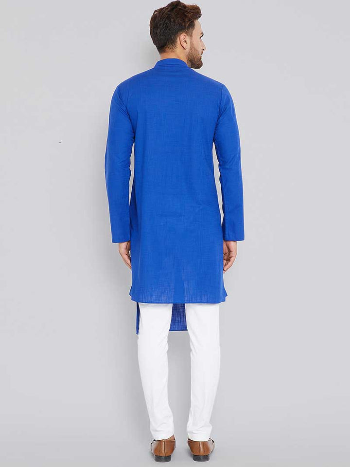 Blue Asymmetric Pure Cotton Kurta