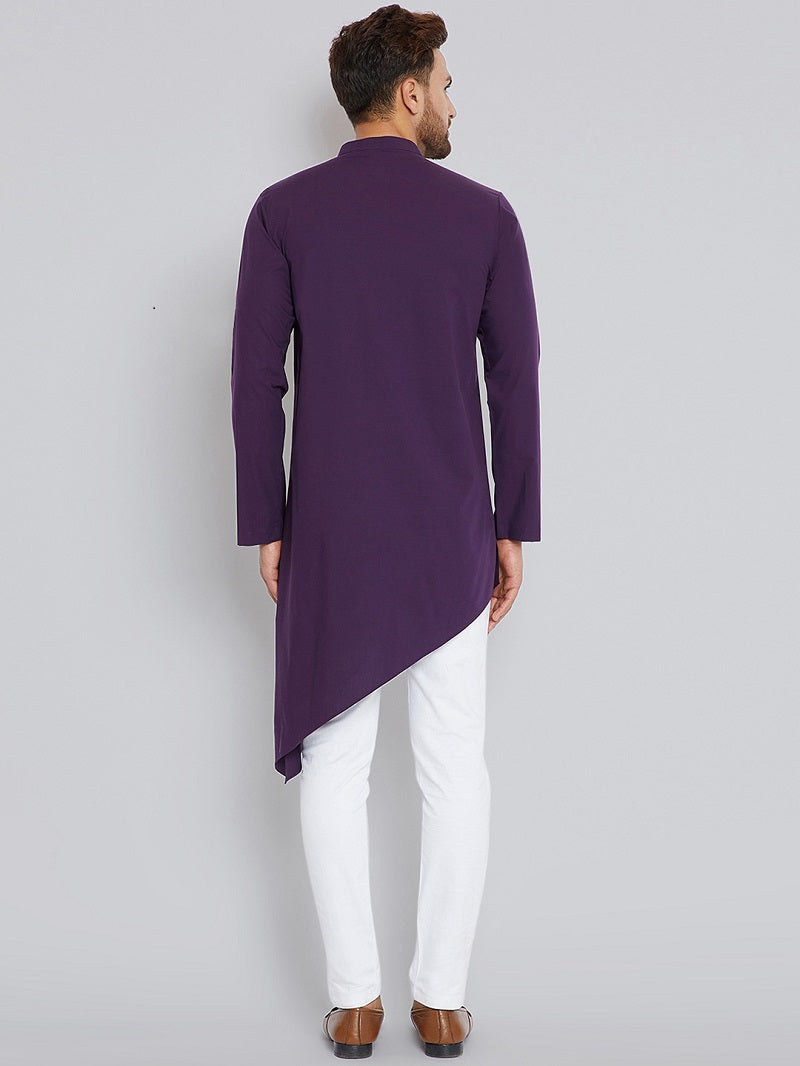 Purple Asymmetric Pure Cotton Kurta