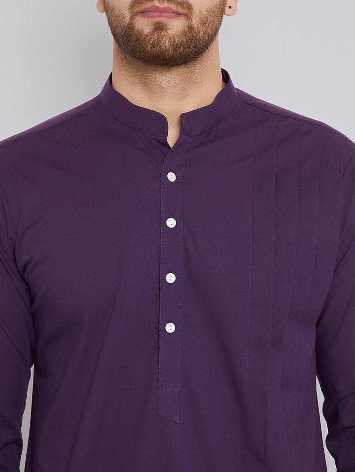 Purple Asymmetric Pure Cotton Kurta