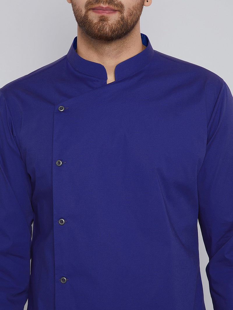 Blue Asymmetric Pure Cotton Kurta