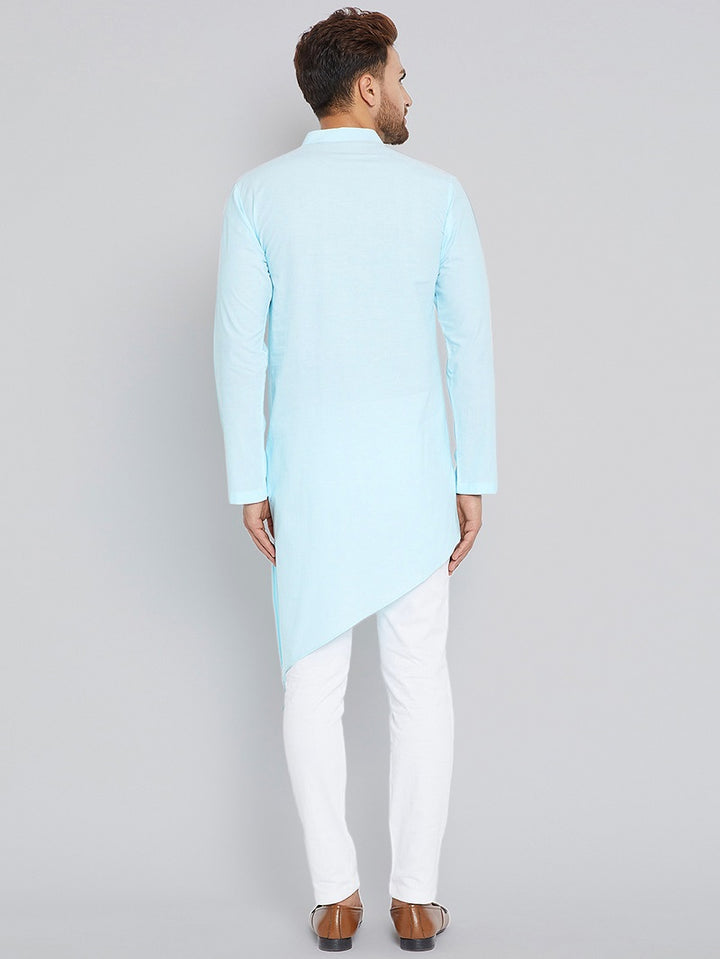 Blue Asymmetric Pure Cotton Kurta