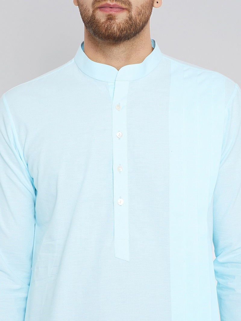 Blue Asymmetric Pure Cotton Kurta