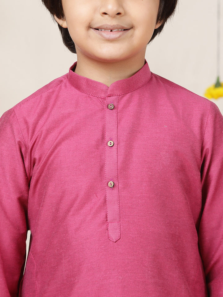 Boy's Pink Solid Cotton Dulux Straight Kurta