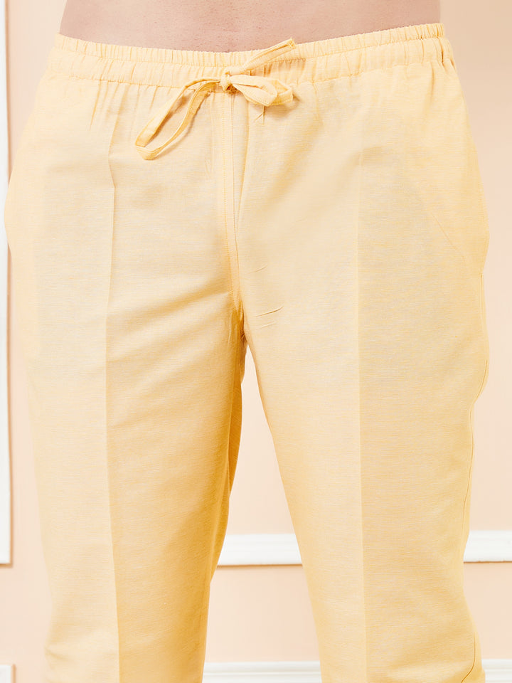 Yellow Solid Cotton Pyjama