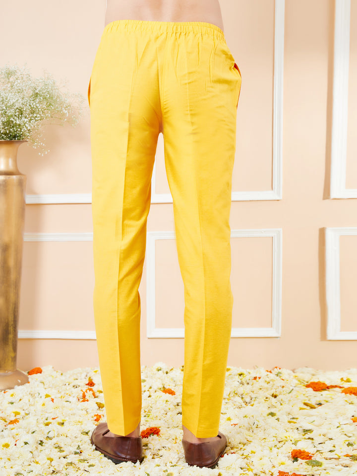 Yellow Solid Cotton Pyjama