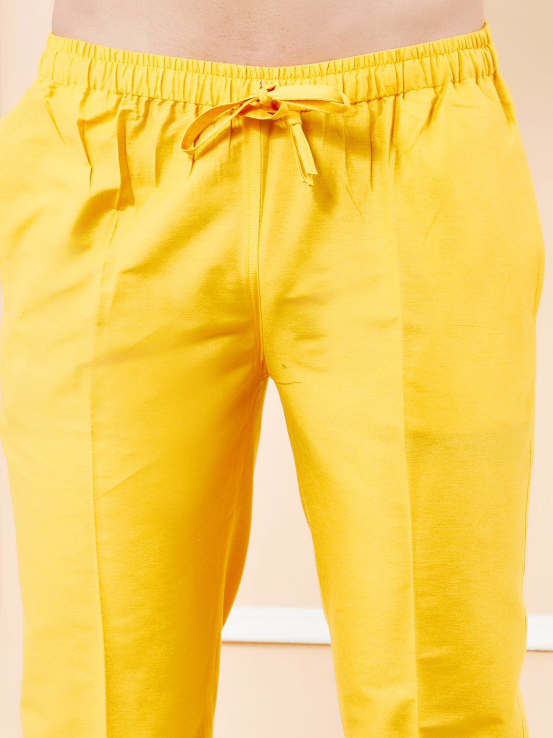 Yellow Solid Cotton Pyjama